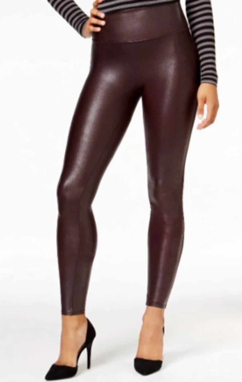 SPANX Women's Burgundy Faux Leather Leggings Sz 1X/1TG
